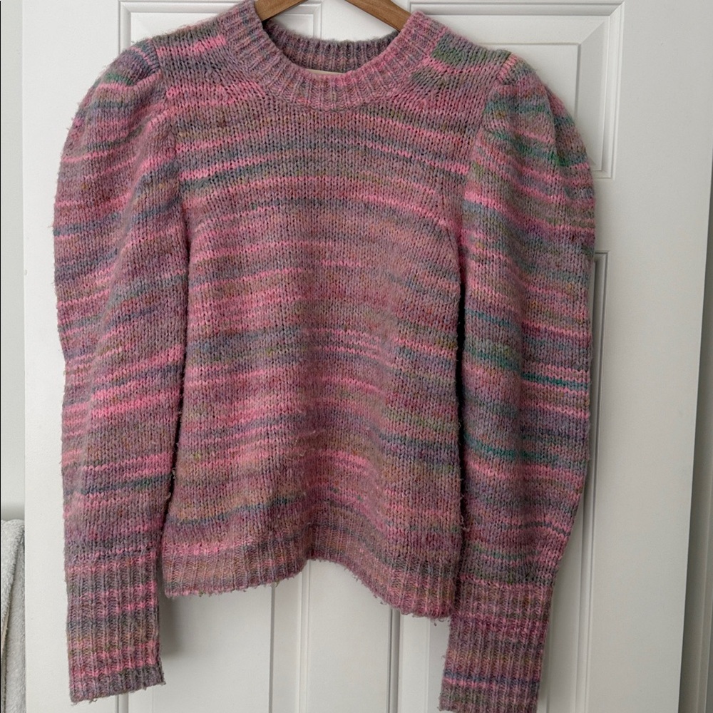 Love Shack Fancy Women’s multicolor Pink Puff Sleeve Sweater - Picture 3 of 8
